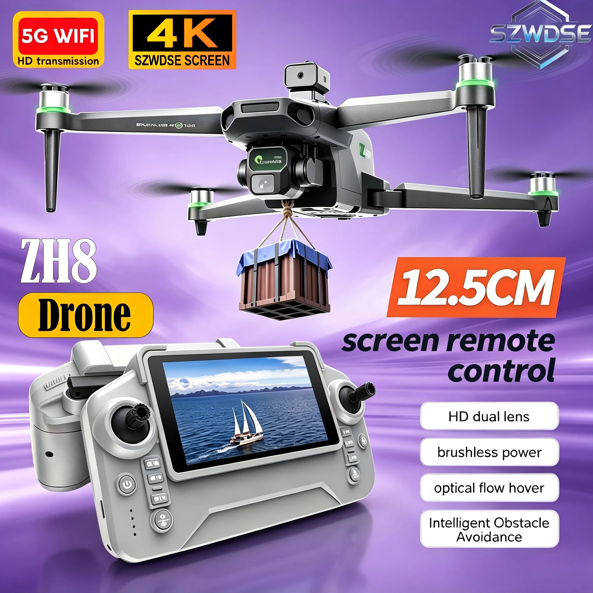 Nuovo Drone ZH8 2026 con Fotocamera 4K e Schermo, Motore Brushless, 20 Minuti di Volo, Funzione Airdrop, Quadricottero Pieghevole per Fotografia Aerea - Image 2