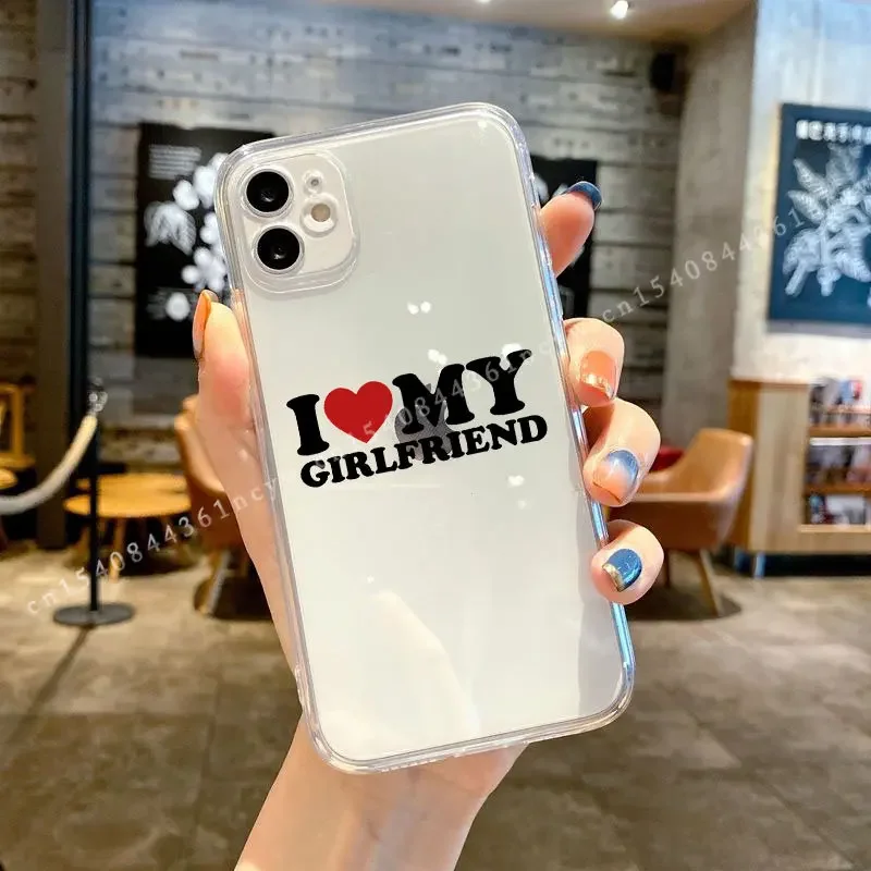 Charming I Love My Girlfriend Transparent Phone Case - Cute & Funny Couple Design