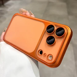 Orange Ultra Thin Frosted Phone Case with Lens Film Protection and Shockproof Hard PC Cover - iPhone 17 Pro (Orange)