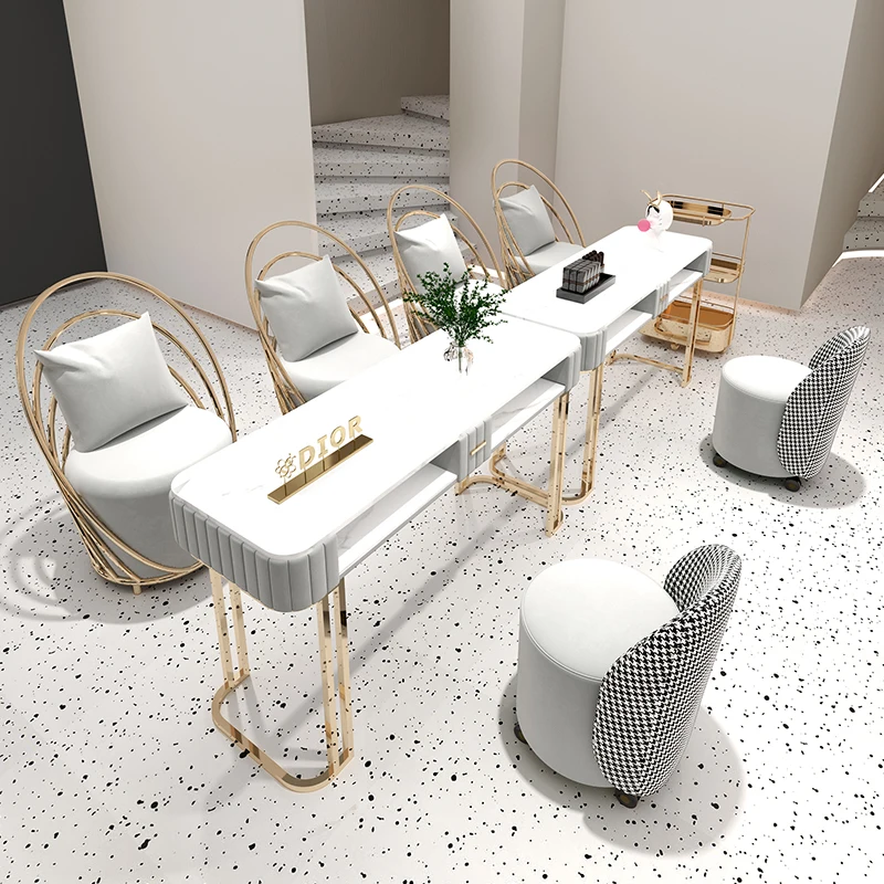 

Good Quality Nail Table And Chair Salon Furniture Manicure Table Marble Manicure Nail Table
