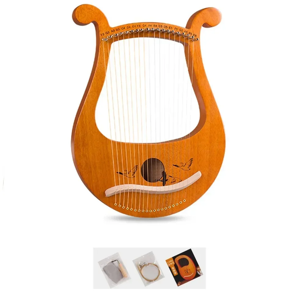 High Quality 19 String Lyre Harp Mahogany Music Instrument With Spare Strings Tuning Wrench Greek Classical Musical Instrument N