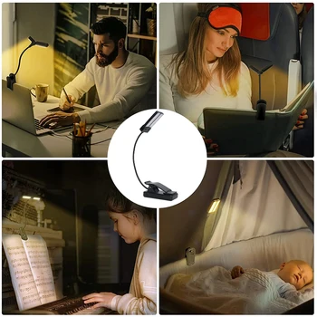 Book Light USB Led Lights Clip Reading Light Eye Protection Desk Lamp Books Reading Lamp 180° Adjustable Bedside Light 6