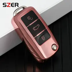 Premium 3 - Button TPU Car Key Case Cover (Pink)