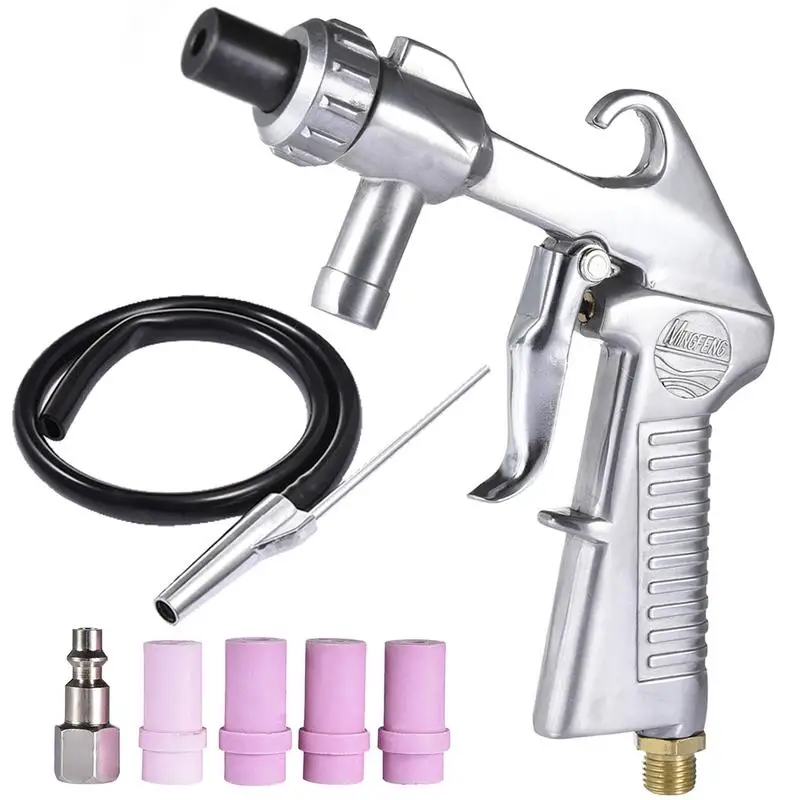 Abrasive Air Sand Blasting Guns Kit 1 Steel Nozzle 1 Ceramic Nozzle 1 Sand Suction Pipe Industrial SandblasterGuns Power Tools adjustable strength break demolishing pen for phone repair blasting tools