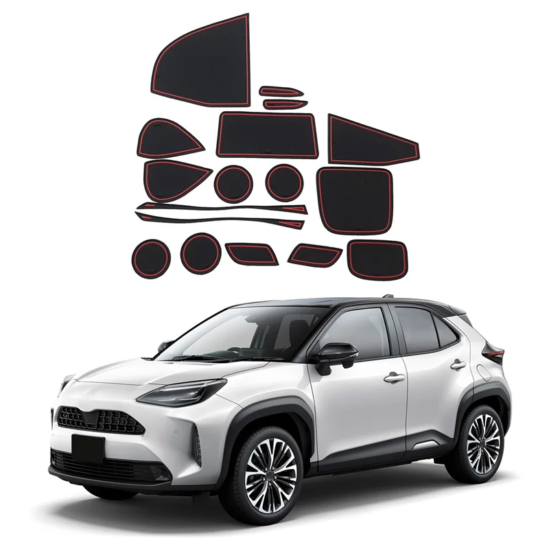 17Pcs Gate Slot Pad for Toyota Yaris Cross Accessories Interior Non-Slip Anti Dust Cup Holder Inserts