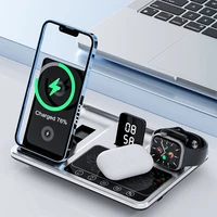 4 In 1 Foldable Wireless Charger Stand RGB Dock LED Clock 30W Fast Charging Station for iPhone Samsung Galaxy Watch 5/4 S22 S21 - Image 2