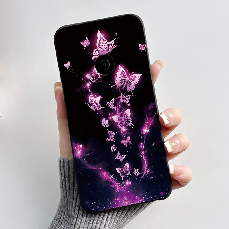 Cute Flower Cartoon Soft Silicone Phone Case – Black Printed Shell Cover