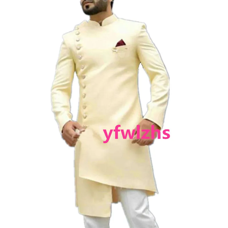 

Customize Sandy Beige Wedding Tuxedos Mens Suit Two Pieces Formal Business MensJacket Blazer ( Jacket+Pants+Tie) D285