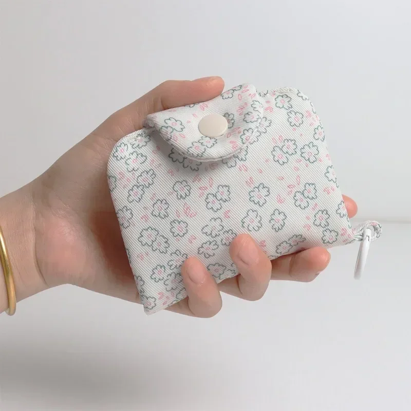 Cute Student Coin Purse Card Simplicity Floral Korean Fashion Wallet Card Holder for Girls Portable Cute Small Storage Bag 1 Pc coin purse coin wallet storage bag