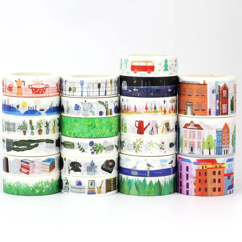 

Bulk 10PCS Decorative Kitchen Library Books Wide HouseJapanese Paper Washi Tape Set for Scrapbooking Journaling Cute Stationery