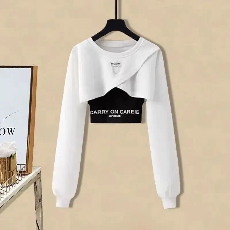 Autumn New Set Women's Korean Edition Loose Set Long Sleeved Top+Versatile Wide Legged Pants Three Piece Set for Women