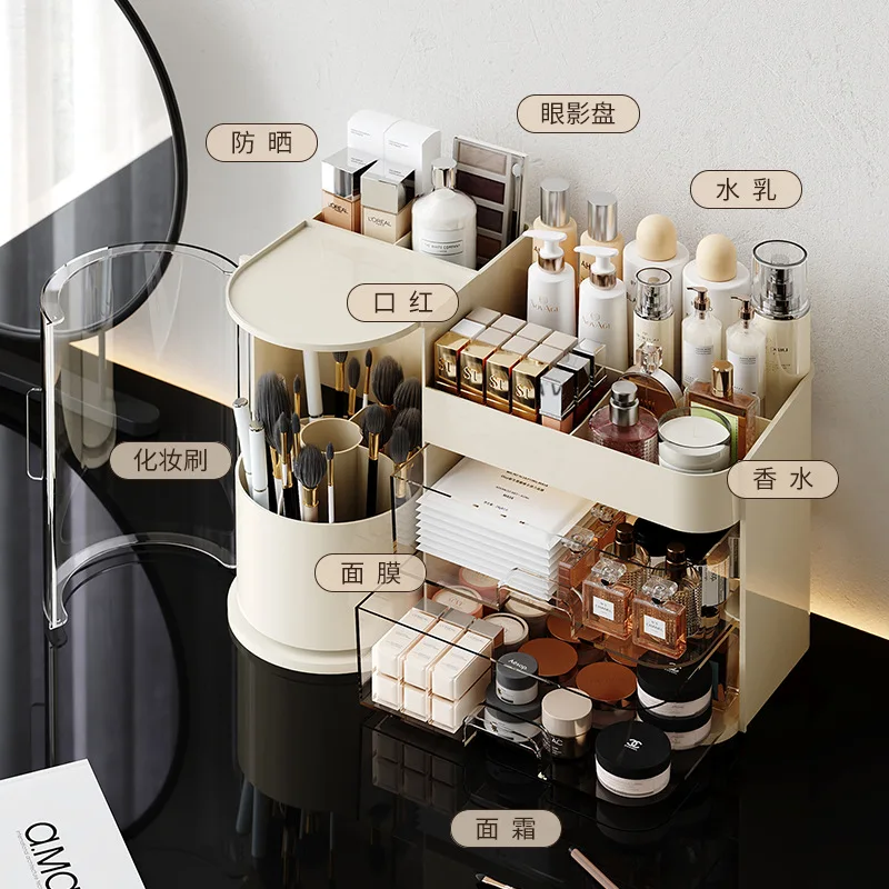 New large capacity desktop dust-proof lipstick skincare popular drawer style storage rack for cosmetics storage box