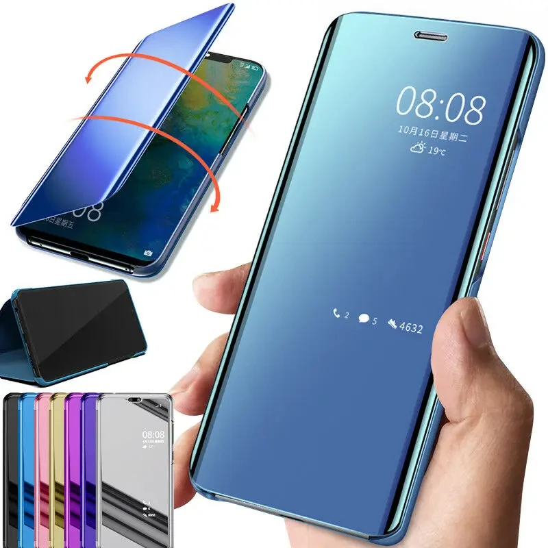 Luxury Leather Flip Mirror Phone Case with Enhanced Support