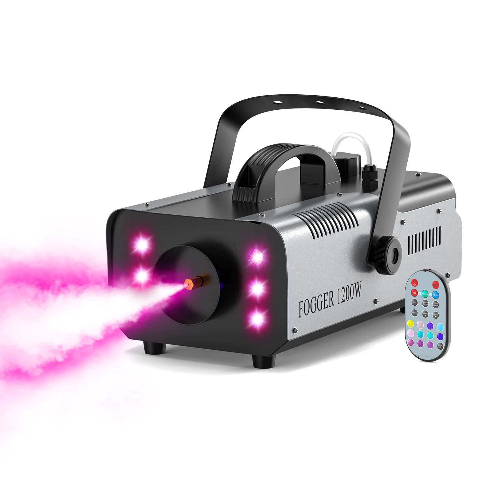 Nitehop 1200W Smoke Fog Machine RGB 6LEDs Stage Lights Effect Haze Generator Remote Control For Party DJ Disco Nightclub Wedding