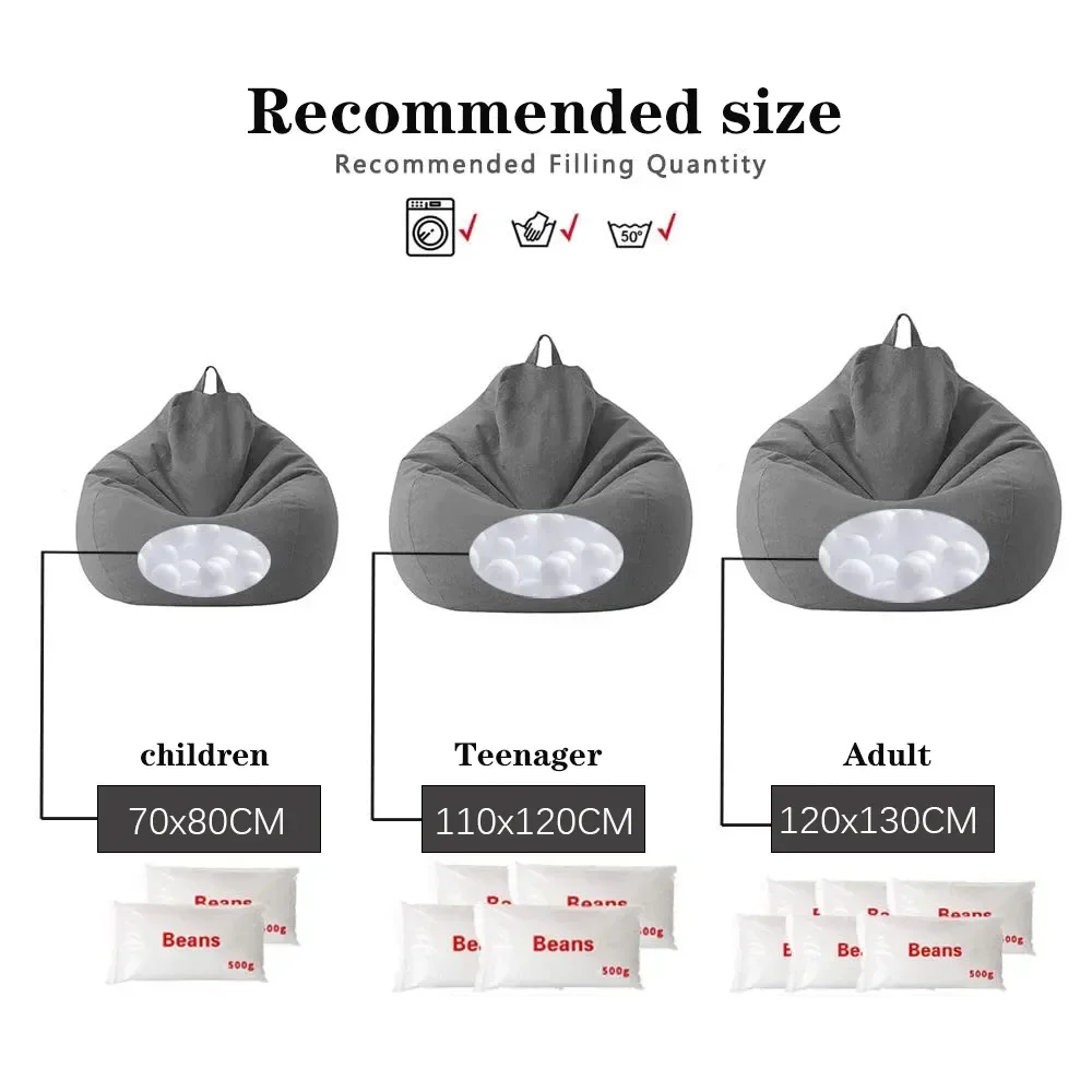 Sofas Cover puff Gigante Chairs Without Filler Linen Cloth Lounger Seat Bean Bag Pouf Puff Couch Tatami Pouf Salon Puff Asiento