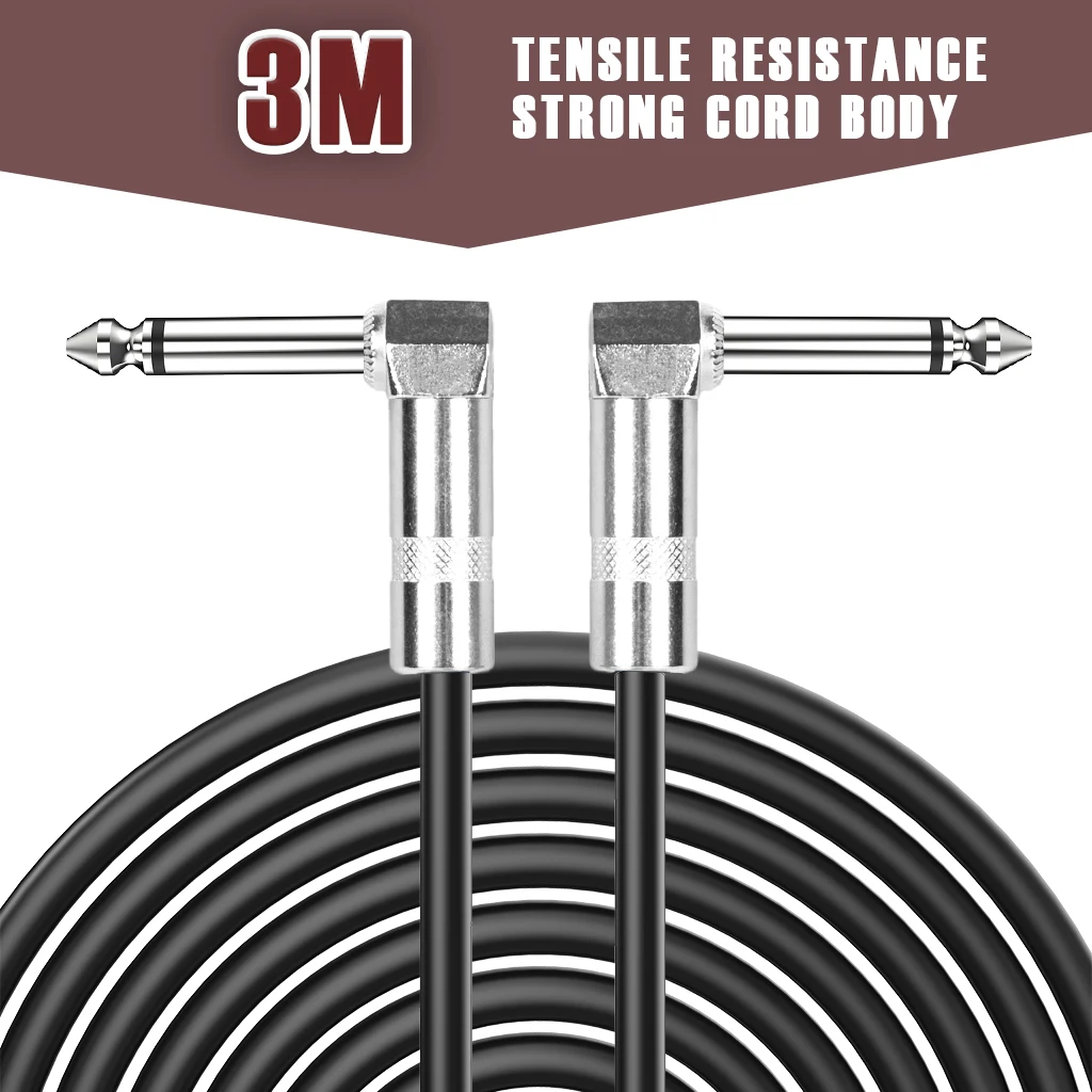 3M Electric Guitar Cable Bass Cable 6.35MM Guitar Cable Leads Musical Instrument Cable For Studio Speaker Electric Guitar 9.8ft 3m 9 84inches 10ft guitar bass usb to 1 4inch 6 35mm jack link connection cable straight plug guitar accessories