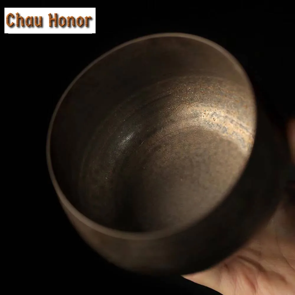 500ml Handmade Thin Tire Jianshui Japanese Iron Rust Glaze Tea Washing Basin Writing-brush Washer Tea Residue Bucket Chaxi Craft