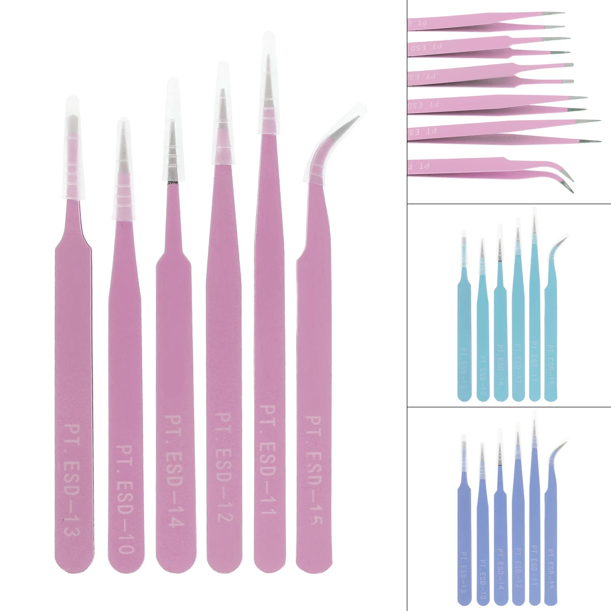 Precision Tweezers Tweezer Tool ESD Anti Static Tweezers Set 6pcs for Craft Jewelry Electronics Laboratory
