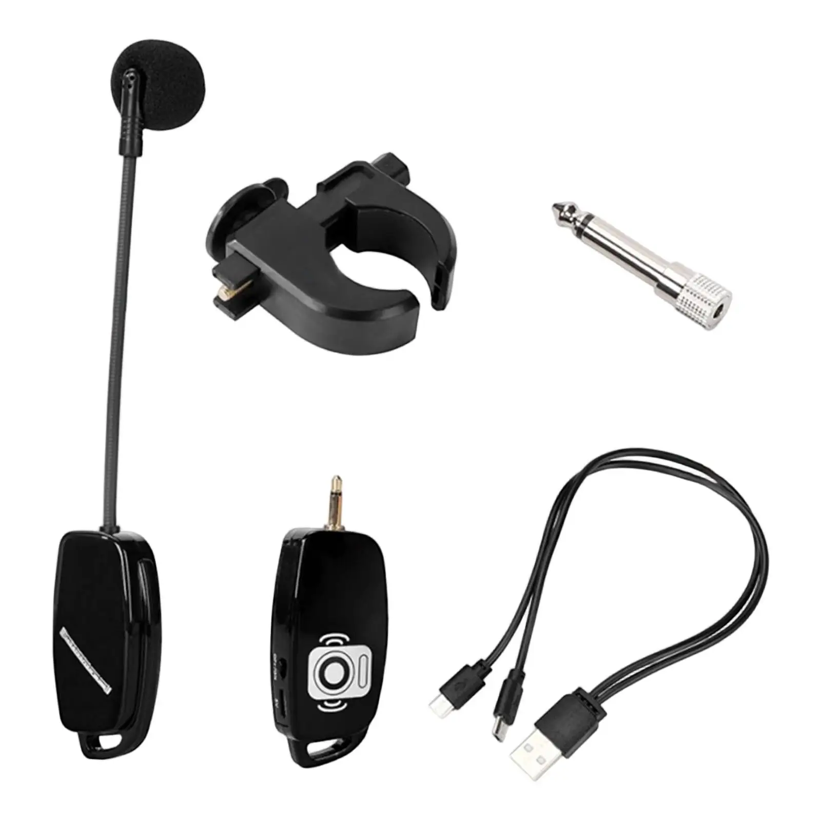 무선 플루트 마이크, 164피트 범위 수신기 송신기, 클라리넷 연습용 콘덴서 마이크 쇼 공연 오케스트라