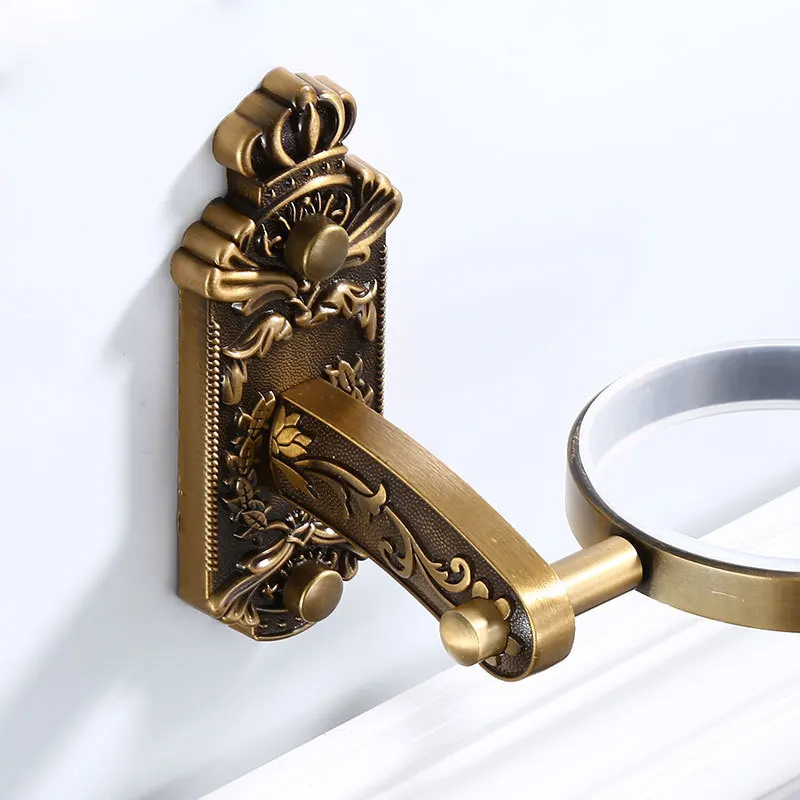 Bathroom Accessories Toilet Brush Holder Antique Brass Luxury Bathroom Accessories Wall Mounted Aluminum Bathroom Toilet Brush Holder with Brush