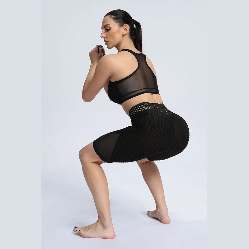 workout clothes for women 2022 Shorts Women Solid High Waist Cutout Casual Mesh Stitching Yoga Exercise Tight Butt Lift Fitness Women Clothing Booty Short zara shorts