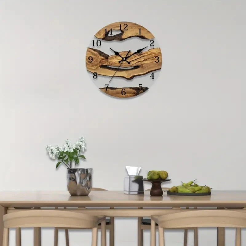 Classical Wood Grains Designs Wall Clock 30cm Quiet Mechanism Transparent Tempered Glass Clock for Bedroom and Kitchen 3