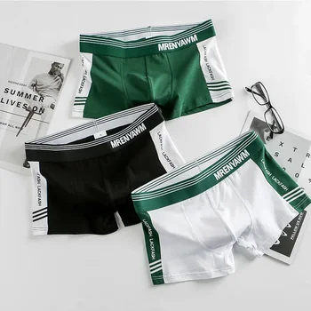 Nuovi boxer sportivi da uomo in cotone traspirante con lettera boxer antibatterici senza cuciture studenti mutande di moda per ragazzi