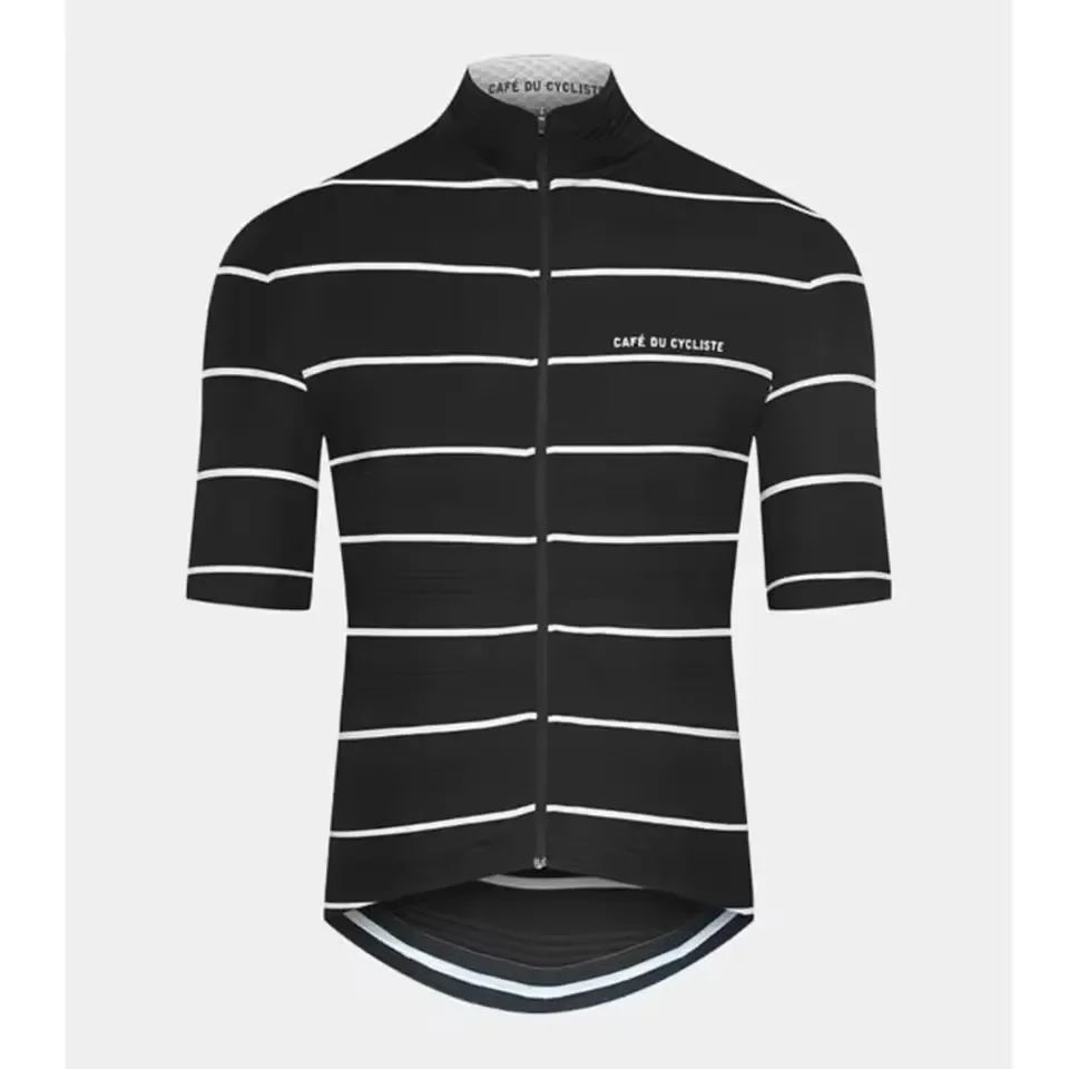 Cafe Du Cycliste Summer Men's Short Sleeve Cycling Jerseys Quick Dry Breathable Black/White Bike Clothing Ciclismo Maillot Tops