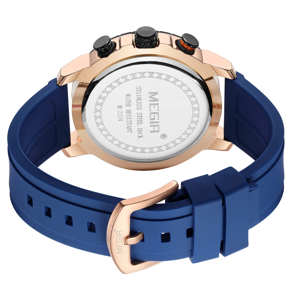 Men's Sport Chronograph Watch with Orange Silicone Strap - Fashionable Waterproof Wristwatch with Luminous Hands and Auto Date Function