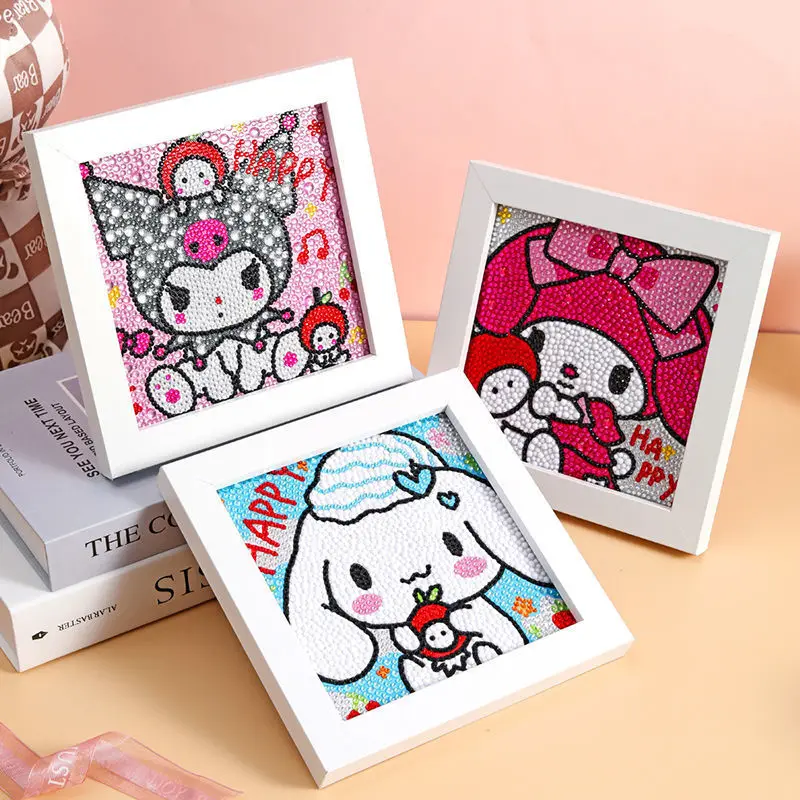 Criativo sanrio kuromi pintura diamante dos desenhos animados anime  hellokitty crianças diy artesanal diamante pintado bordado série brinquedos  - AliExpress