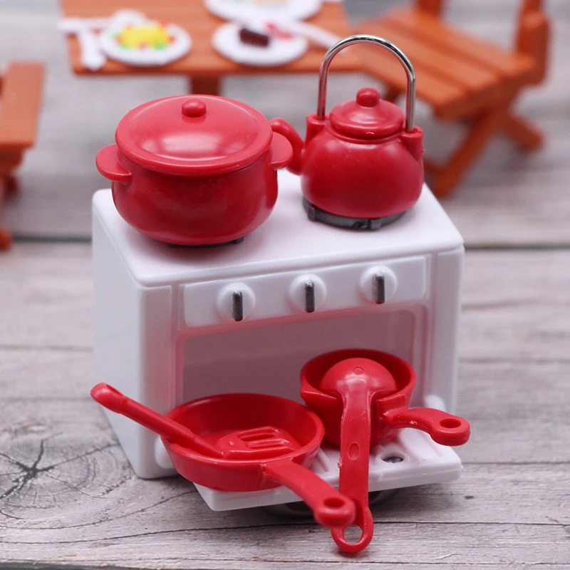 1SetMiniKitchenCookwarePotPanPretendCookPlayEducationalToys
