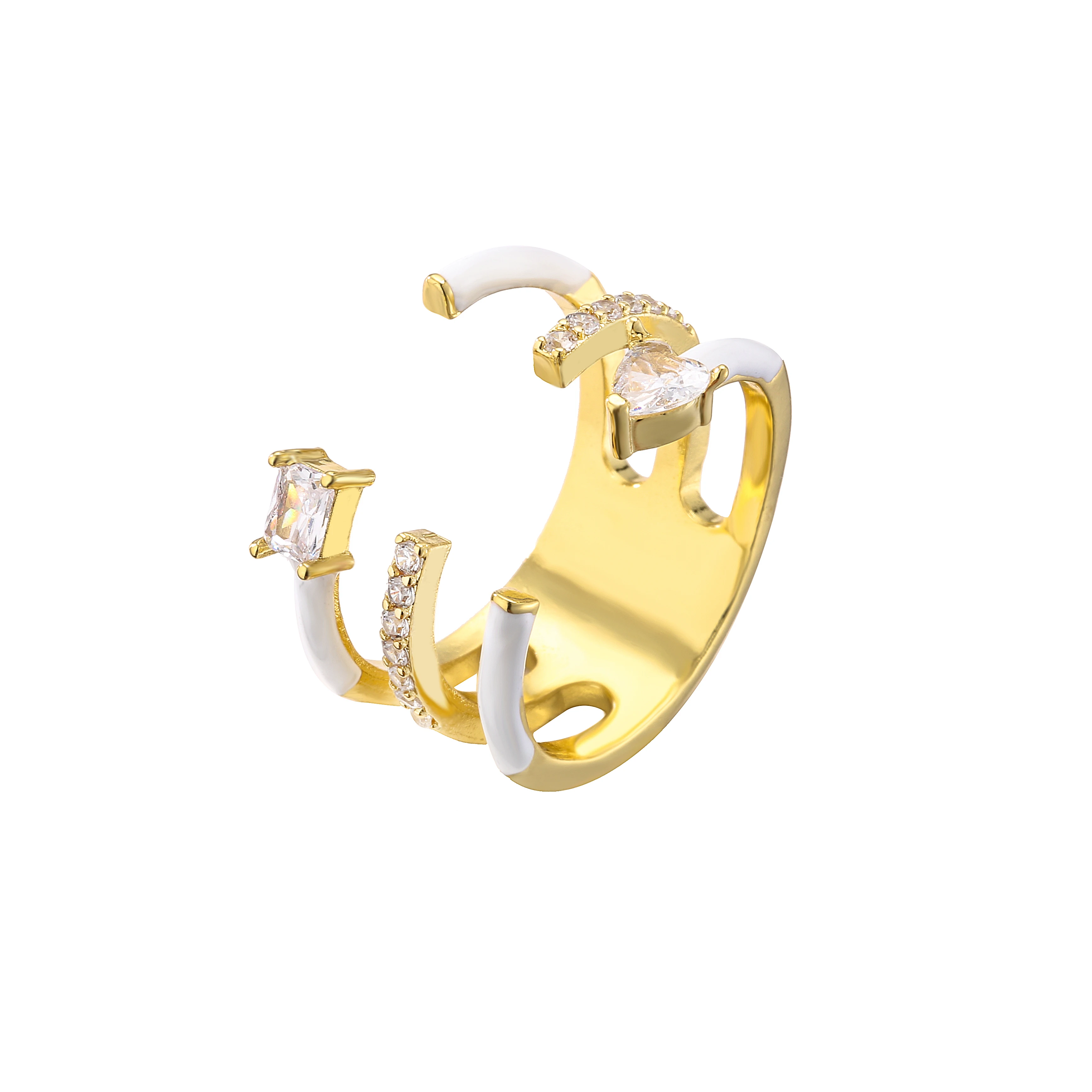 Geometric Zircon Popular Colorful Enamel Oil Drip Ring for Women Fashion Charm Open Finger