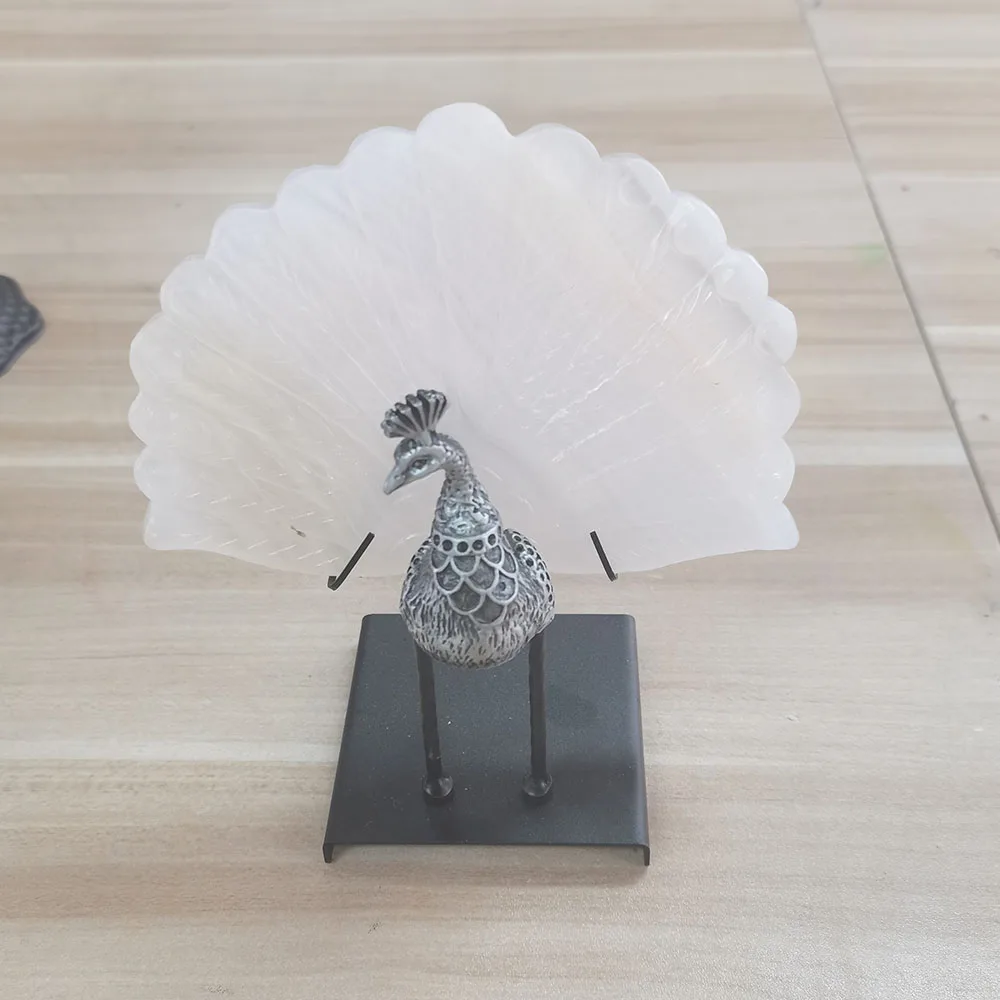 

Fashion Peacock Style Metal Crystal Base Crystal Pieces Support Display Stand Photography Props Handicraft Decor