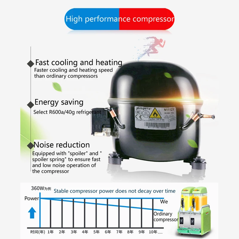 15L Singel Tank Slush Ice Machine Ice Cream Snow Smoothie Beverage Granita Maker Stainless Steel for Business Commercial 5