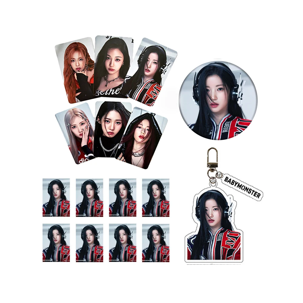 Kpop Babymonster Pastella Up Album Set Rami Asa Ruka Rora Cartoline Id Foto Distintivo Rotondo Portachiavi Acrilico Collezione Fan Regalo