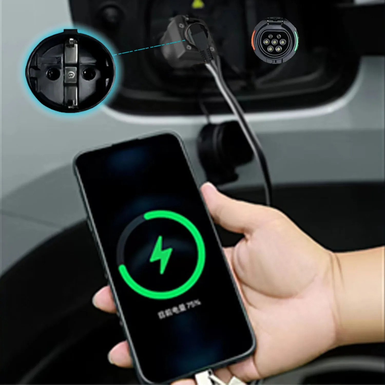 Electric Car Side Discharge Plug EV GBT 16A Charger adapter with EU Socket Outdoor Power Station need car supports V2L Not type 2 v2l connector ev charging adapter