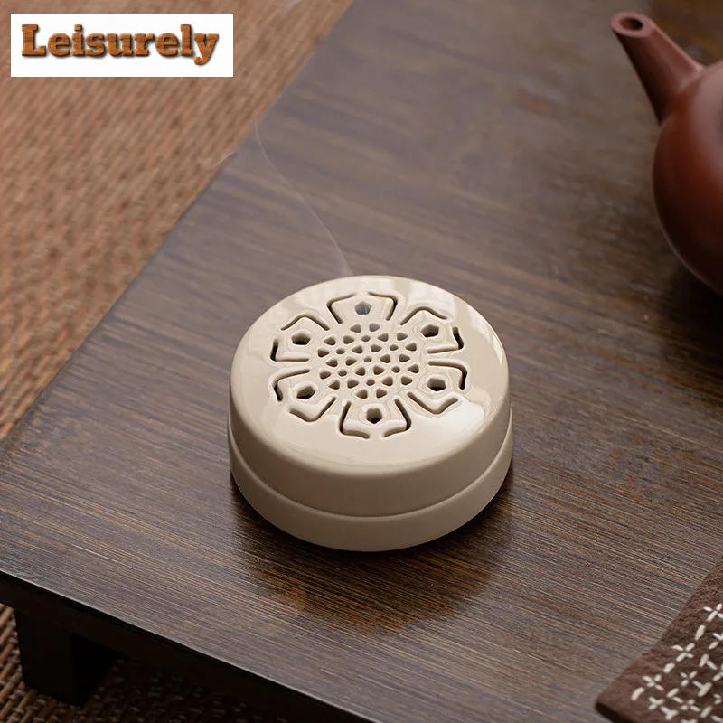 Wood Ash Circular Ceramic Plate Incense Holder Traditional Zen Garden Incense Burners Meditation Censer Yoga Supplies Ornaments