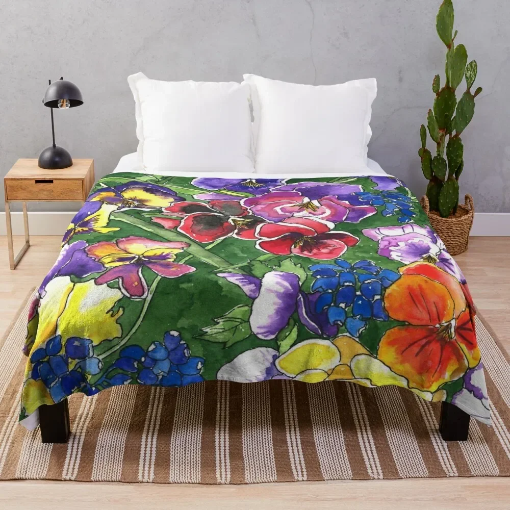 

Pansies Throw Blanket Baby Beach Bed linens Blankets