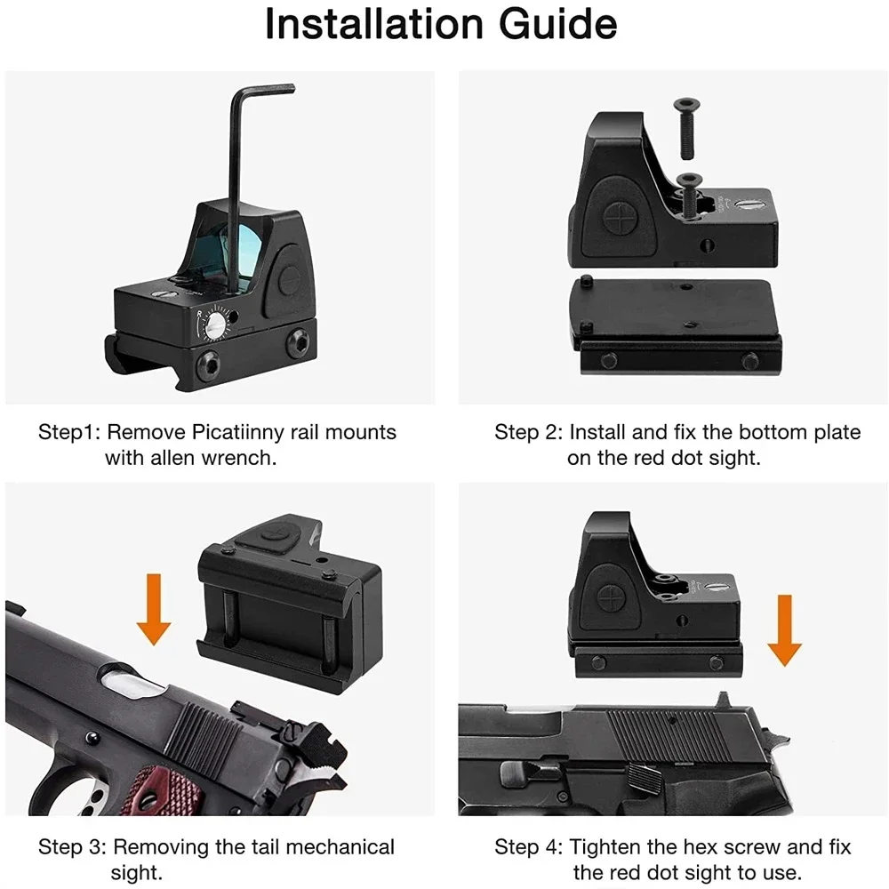 Red Dot Sight RR Red Dot Sight Scope Collimator Pistol Glock Reflex Sights Fit 20mm Weaver Rail For Airsoft Hunting Holographic Handgun Scope