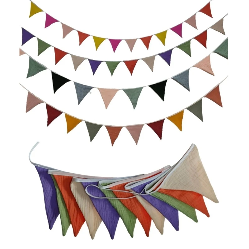 

2.5m Multicolor Garlands Cotton Bunting Banners Pennant Baby Shower Wedding Party Decoration Garland Flags Triangle Flags