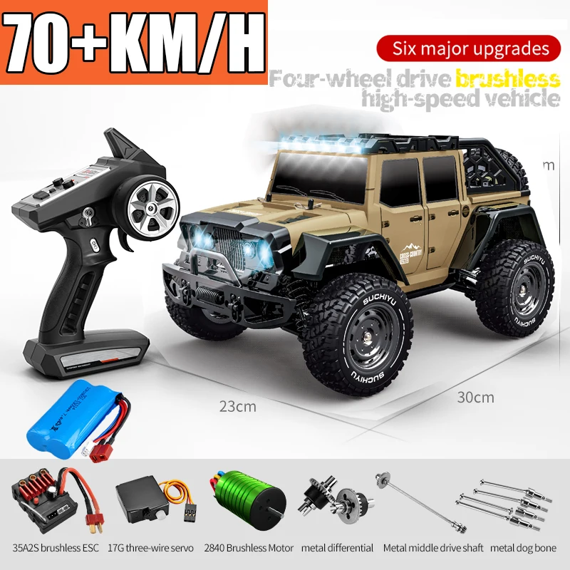 

2.4G 1/16 50KN/H or 70N/H 4WD Rc Cars LED Headlights Off Road 4x4 High Speed Brushless Motor Monster Truck Kids Toys Gift Boys