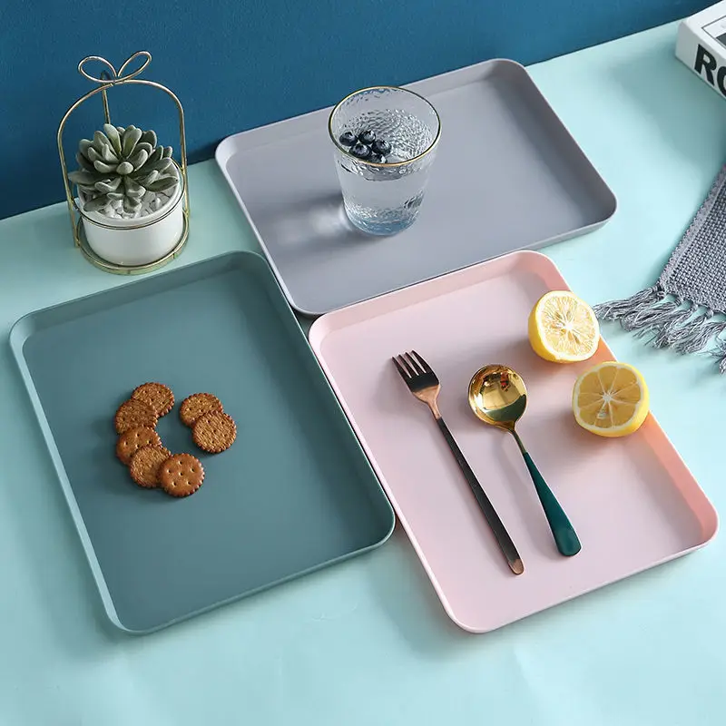 

29*21 Color Plastic Tray Nordic Simple Multi-function Rectangular Storage Tray Home Kitchen Bathroom Supplies Fruit Dessert Tray
