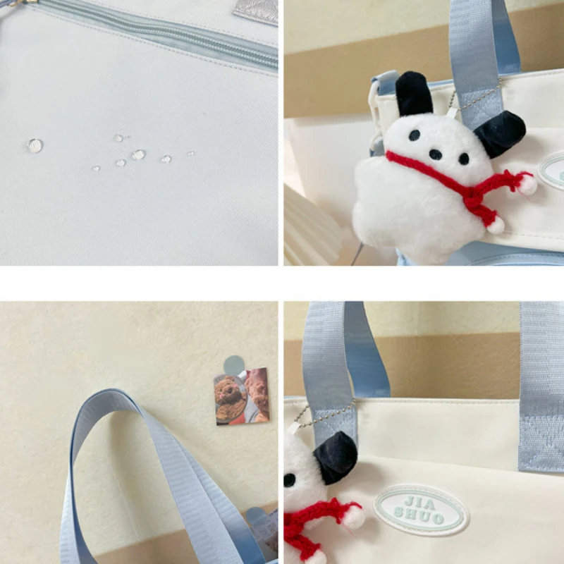 Japanese Sweet Fresh Crossbody Bag Contrast Color Waterproof Transparent Shoulder Bag Academy Style Oxford Cloth Tote Bag