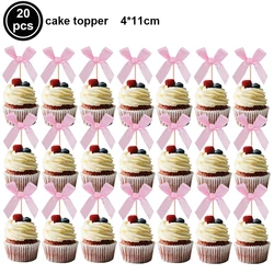 Pink Bow Theme Disposable Paper Napkins - 20pcs for Birthdays, Baby Showers, and Weddings (Coffee)