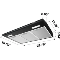 Black Range Hood 30 inch Under Cabinet Ductless Range Hood Vent for Kitchen with Anti-fingerprint Design, 3 Speed Exhaust 2