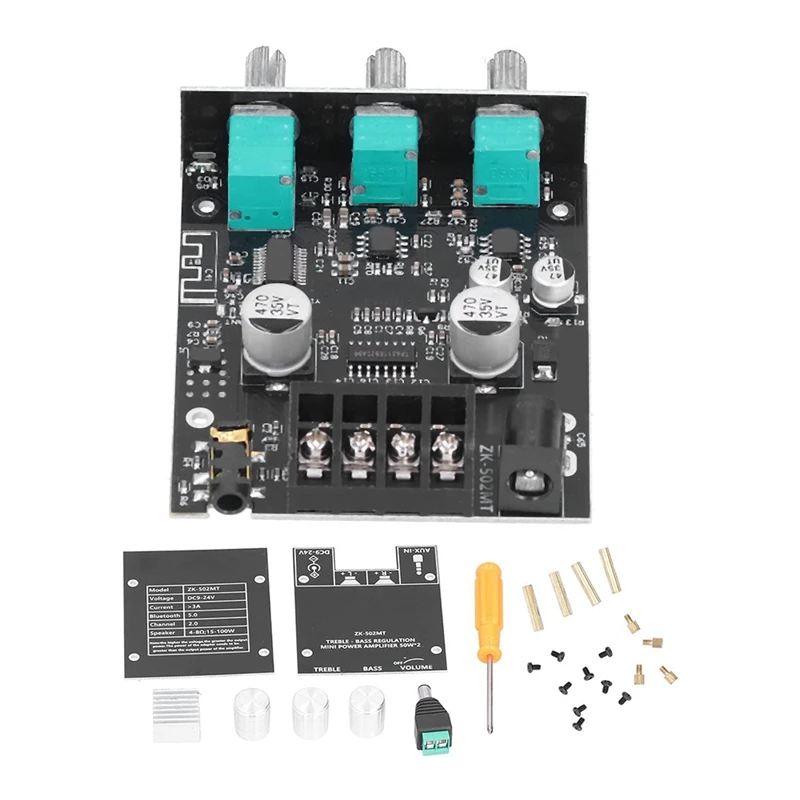 

ZK-502MT Плата усилителя мощности акриловая защитная оболочка 2X50W Высокая мощность мощный дизайн сабвуфера усилитель платы