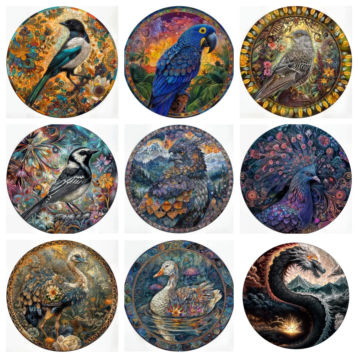 Peacock Duck Little Bird Animal Wooden Puzzles Montessori Games Boy 3d Wooden Puzzle Adults Christmas Board Games