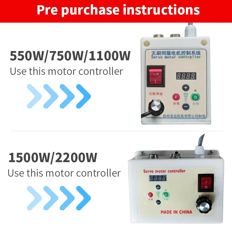 Motor de CA para máquina de coser Industrial, servomotor silencioso sin escobillas con controlador de velocidad, herramienta de máquina de correa, 550W, 1500W, 2200W