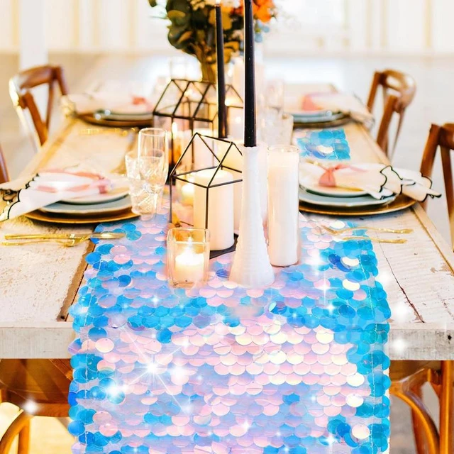 Mermaid Party Table Runner Glittering Scales Table Runner In 12x108 Inches  Long Table Table Runner For Birthday Family/Friends - AliExpress