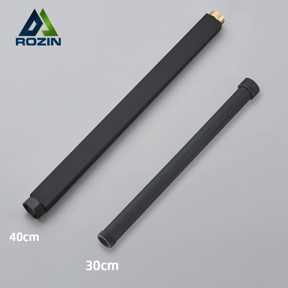 30/40cm Round and Square Extension Tube shower pipe extension For Bathroom Shower Faucet Black General Interface Extension Tubes Extra Extend Pipe